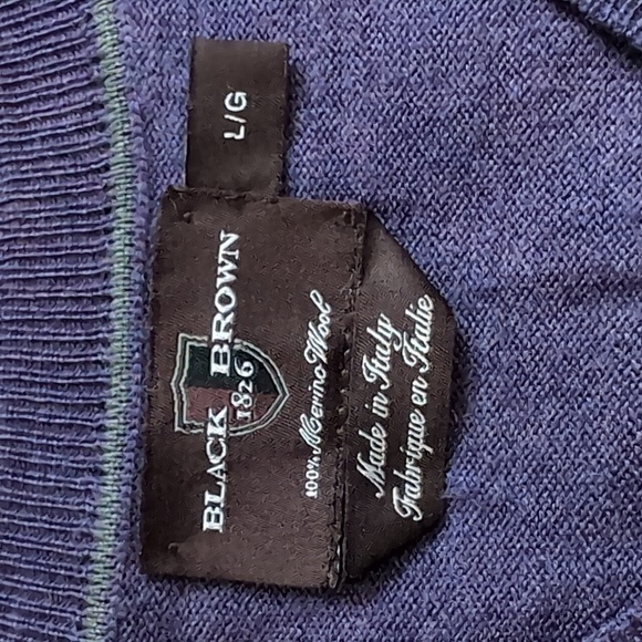 Black Brown 1826 Wool 100% Merino Wool italian Sweater Men's size large purple - Picture 4 of 9